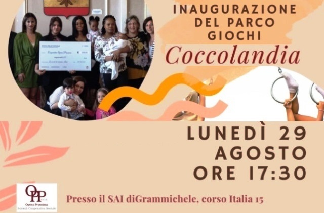 Grammichele. Lunedì 29 agosto, ore 17.30, al SAI “Vizzini Ordinari”, in corso Italia n. 15, sarà inaugurato il parco giochi “Coccolandia” 